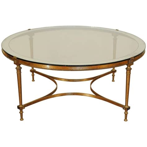 Antique/vtg 37 mid century moroccan brass tray wood spider leg coffee table. French Brass and Silvered Brass Round Coffee Table with ...