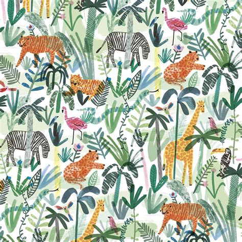 Image Of Jungle Animals Wrapping Paper Pattern Pinterest Mönster
