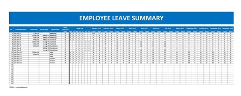 Vacation Tracking Spreadsheet Ms Excel Templates