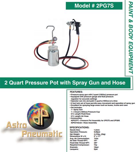 Spray Gun 2 Quart Pressure Pot Spray Gun With Hose And Gage Astro