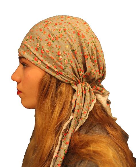 pre tied head scarf fitted head covering tichel hair snood bandana nice colorful