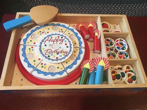 Melissa And Doug Birthday Party Cake Wooden Play Food With Mix N Match