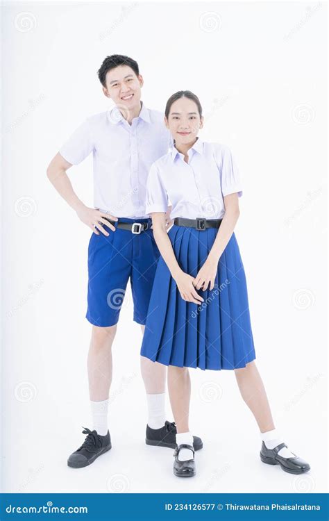 Back To School Boy And Girl Wearing High School Uniforms Of Thailand