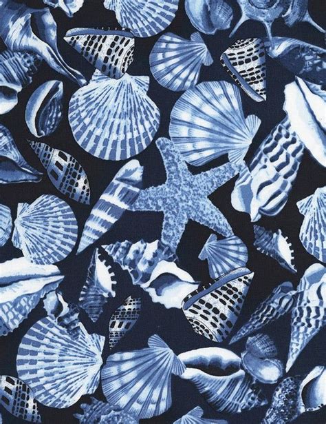 Seashell Fabric By The Yard C6657 Timeless Treasures Etsy Timeless