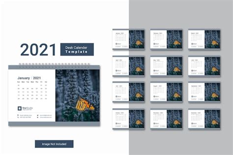 Premium Vector 2021 Desk Calendar Template With Creative Design