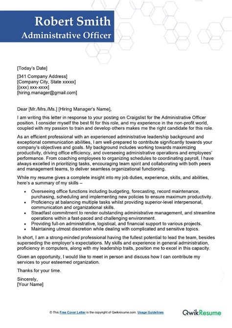 Administrative Aide Cover Letter Examples QwikResume