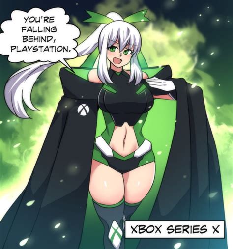 Hinghoi Merryweather Xbox Series X Personification Original Highres 1girl 4panels D