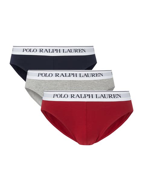 polo ralph lauren underwear slip van mix van katoen en elastaan per 3 stuks in bordeauxrood
