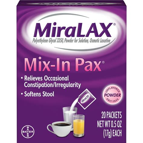 Miralax Mix In Laxative Powder For Gentle Constipation Relief 20