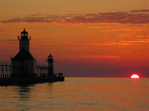 The Lighthouse At Sunset At St Joseph Mi We Took This In 2010 On Our
