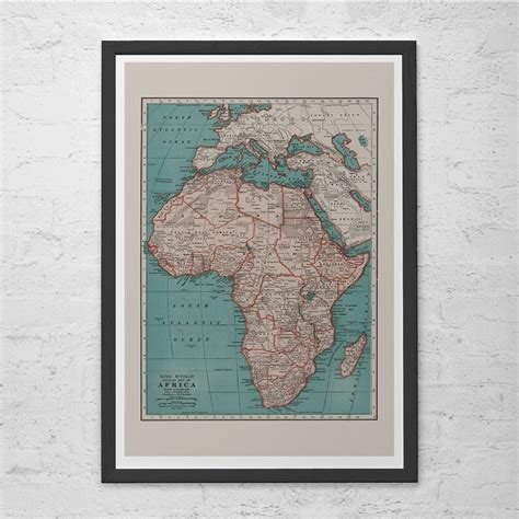 Vintage Africa Map Vintage Map Of Africa Wall Art Vintage Etsy Uk