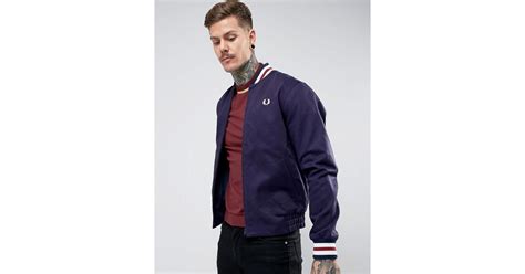 Fred Perry Cotton Reissues Tipped Varsity Bomber Jacket In Navy In Blue For Men Lyst Uk