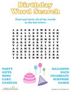 Free Printable Birthday Word Search Word Search Puzzles Birthday Words Word Puzzles For