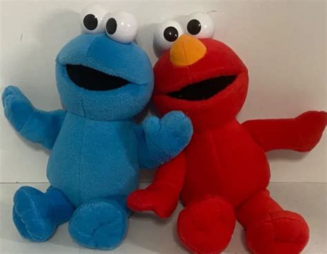 Rare Sesame Street Elmo And Cookie Monster 12 Inches Plushes Fisher Price