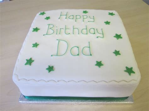 Plain Square Cake With Message And Stars Decoration Dad Birthday