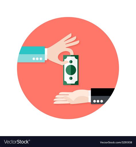 Two Businessmen Money Payment Circle Flat Icon Vector Image