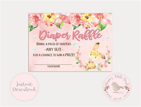 Bunny diaper raffle ticket instant download diaper raffle | Etsy | Diaper raffle, Diaper raffle ...