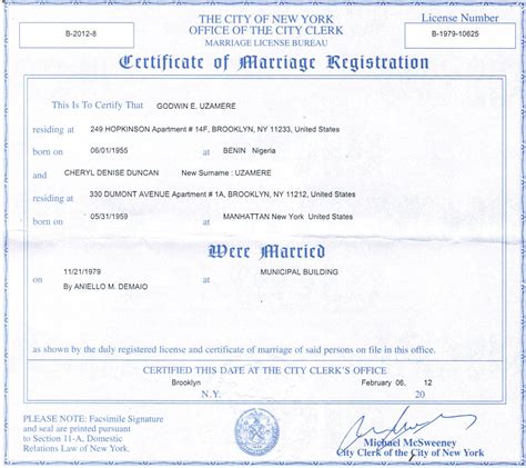 Your Wedding Certificate Wedding Packages Nyc