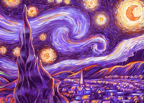 Starry Night Mood Poster By Kora Displate Desktop Wallpaper Art