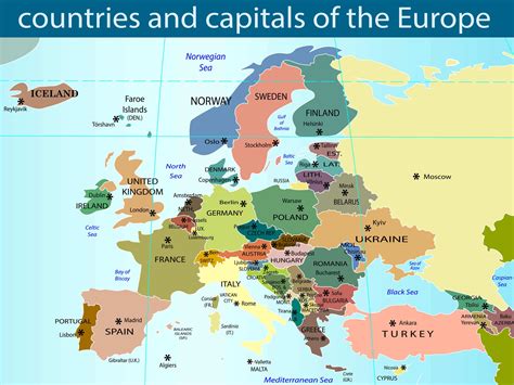 Europas Länder Och Huvudstäder Karta Karta