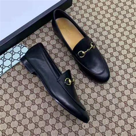 Gucci Women Gucci Jordaan Leather Loafer 127cm Heel Black Lulux