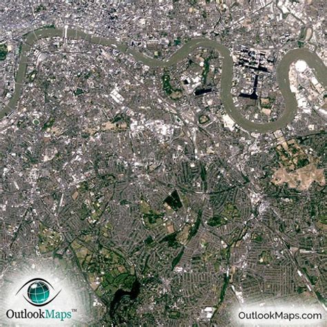London England Satellite Map Print Aerial Image Poster