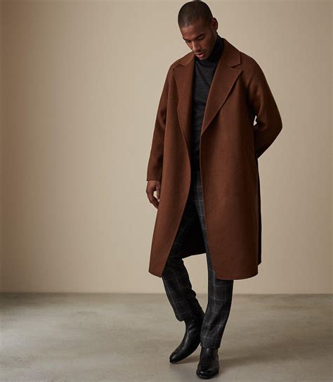 Reiss Wool Belted Overcoat In Brown For Men Lyst