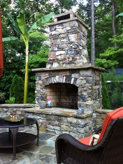 Outdoor Stone Fireplace Kit Traditional Landscape
