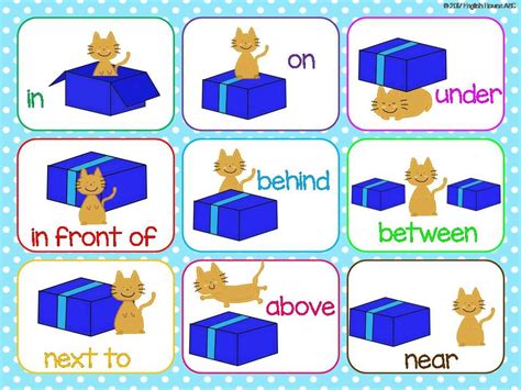 Preposition Of Places Flash Cards And Exercises With Images