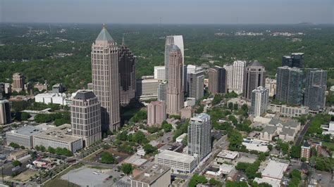 5k Stock Footage Aerial Video Approaching Midtown Atlanta Skyscrapers