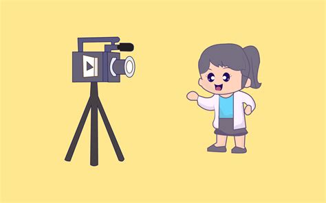 Chicas Lindas Grabando Video En Vector De Dibujos Animados De Cámara