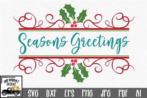 Seasons Greetings Christmas Cut File Graphic By Oldmarketdesigns
