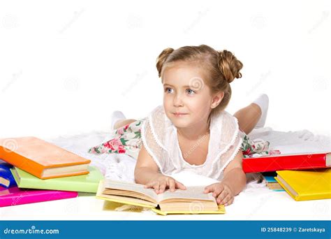 Little Girl With Books Stock Image Image Of Looking 25848239