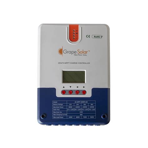 This solar battery charge controller by aims power features a smart tracking algorithm using mppt charging technology and has less power loss this charge controller also has temperature compensation protection using the included battery temperature sensor. Grape Solar Zenith 12/24/36/48-Volt 60 Amp MPPT Solar ...