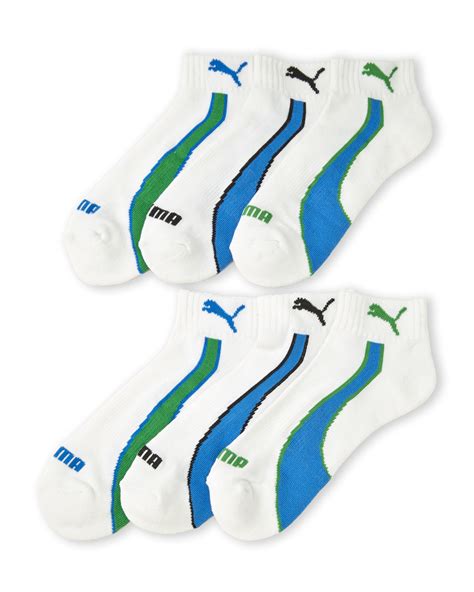 Puma 6 Pack Quarter Logo Socks In Whitegreen White For Men Lyst