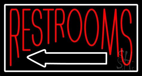 Red Restrooms With White Arrow Led Neon Sign Restroom Neon Signs