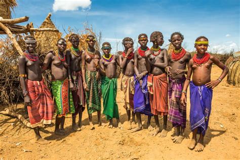 Girls Women African Tribe Daasanach Their Villag Omo Valley Ethiopia