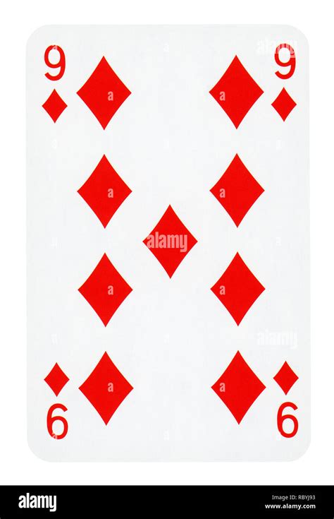 Nine Of Diamonds Playing Card Isolated On White Clipping Path