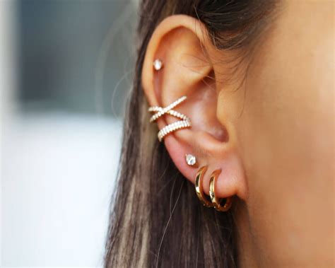 Gold Hoop Earrings Second Hole Earrings Dainty Hoops Etsy