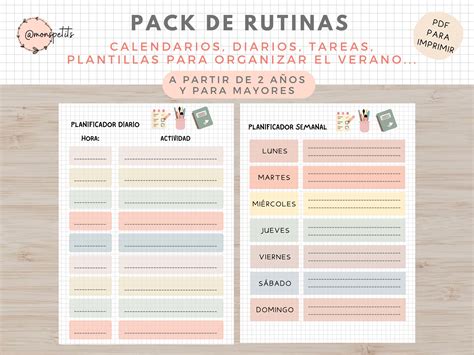 Pack De Plantillas De Rutinas Y Tareas Organizar Los Días Etsy México