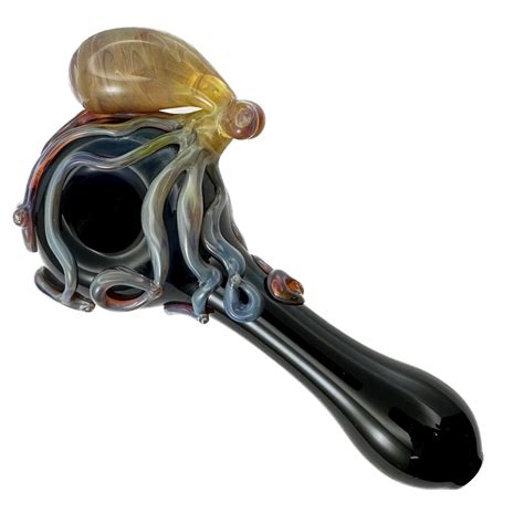 Octopus Glass Pipe Hand Blown Boro Pyrex Black Spoon And Triple Passion Octopi You Choose The
