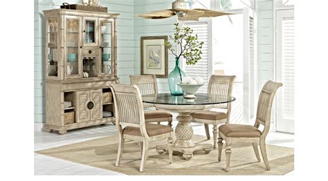 Dining room table & chair sets for sale. Key West Sand (beige) 5 Pc Round Dining Room (Slat Chairs ...
