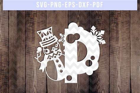 Snowman Font P Paper Cut Template Winter Cutting Svg Dxf