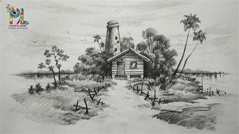 Scenery Easy Pencil Sketches For Beginners Cartridge Paper Art Line