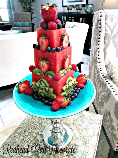 Watermelon Cake Redhead Can Decorate Fruit Cake Watermelon Watermelon Cake Fruit Birthday Cake