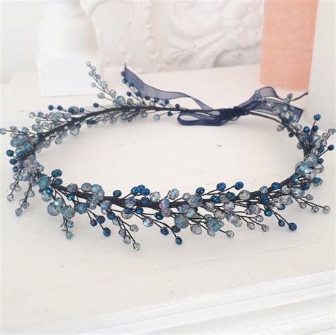 Bridal Tiara Dusty Blue Hair Gothic Headpiece Wedding Blue Etsy