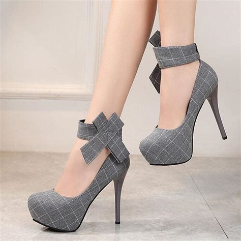 Hot Sale 14 Cm Heels Sweet Bow Knot High Heel Shoe Sexy Ladies Pumps Shoes Fashion Chunky