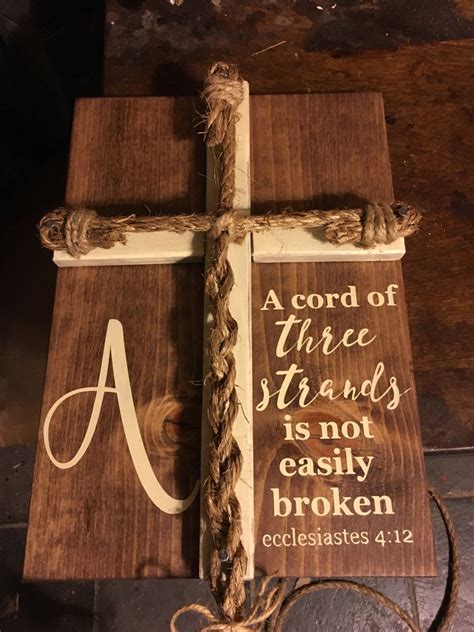 A Cord Of Three Strands Is Not Easily Broken Wedding Wood Etsy Wood