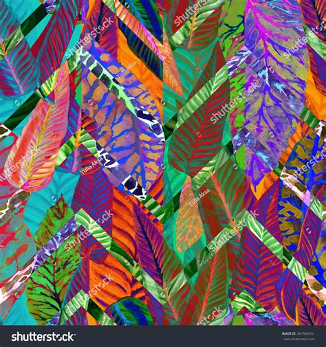 Colorful Foliage Pattern Floral Abstract Tropical Stock Illustration