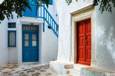 Premium Photo Greek Mykonos Street On Mykonos Island Greece